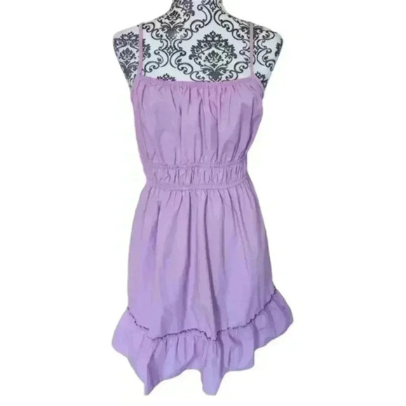 WILD Skye Woven Ruffle Dress  Lilac Purple Cotton Poplin Women's size Medium - Picture 2 of 13